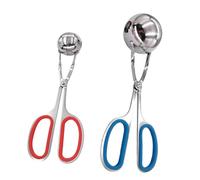 CRAFTHROU Pinzas Diseño en Forma de Tijera para 2piezas de Acero Inoxidable Albóndigas Práctica Herramienta en Color Rojo y Azul para Cocina Restaurante y Hogar