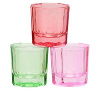CRAFTHROU Recipientes de Vidrio Octogonales para Polvo y Líquidos en Aplicaciones de Uñas, Fácil de Limpiar y Almacenar Pigmentos, Pack de 3 Piezas para Manicura