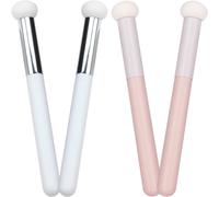 CRAFTHROU Set de 4 Brochas Correctoras Esponja Aplicadora de Maquillaje para Base y Polvo, Mango de Madera y Tubo de Aluminio para Acabado Natural