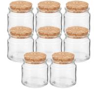 CRAFTHROU Tarros de Vidrio Transparentes para Velas 8 Unidades con Tapón de Corcho, Recipientes Vacíos para Candelabros Artesanales, Frascos Reutilizables para Ambientación y Elaboración
