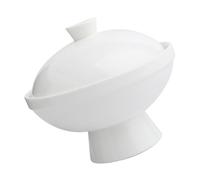 CRAFTHROU Tazón y Bordes Lisos para Servir Sopa de Cerámica Acabado Delicado Blanco Adecuado para Guiso de Nido de Pájaro y Almacenamiento de Avena