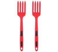 CRAFTHROU Tenedor de Silicona Utensilio de Cocina Flexible y Seguro para Cocinar Resistente al Calor, Multifuncional y Antiadherente, 2 Piezas Color Rojo