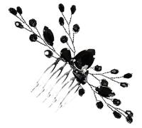 CRAFTHROU Tocado Peineta de Cristal Negro para Novia Accesorios Cabello para Damas Adecuado para Graduaciones y Aniversarios