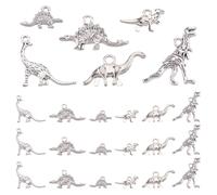 CRAFTMELODY 120 Piezas 6 Estilos Colgante de Dinosaurio Mezclado de Plata Antigua Aleación Tibetana Colgante de Dinosaurio Animal Charm