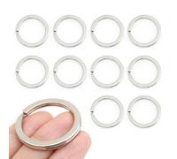 CRAFTMEMORE Llaveros de calidad llaveros anillos de metal divididos planos para llaves de coche accesorio DIY Leathercraft 10pcs VTKR (1" (25mm) KR34, Plata)