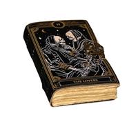 CraftMisty Libro de Hechizos Diario de las Sombras con Cierre de Cerradura Vintage Hecho a Mano de Cuero con Estampado de Polillas Luna y Mariposa Morpho Diario de Oración Suministros Paganos de