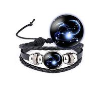 Craftopia Overseas Pulsera de cuero hecha a mano con constelación del signo del zodiaco para hombre (marrón), mediano, sin piedras preciosas, mediano, sin piedras preciosas