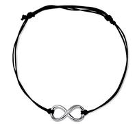 Craftopia Overseas Tobillera ajustable de plata de ley 925 con dije infinito de hilo negro