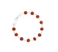 Craftopia - Pulsera india de plata de ley 92,5 hecha a mano con 5 Mukhi Rudraksh oxidada para hombres y mujeres, el mejor rakhi para hermano y hermana, un regalo para tía para hermano (cuentas de 6 mm