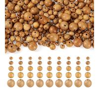Craftora 300 cuentas redondas de madera natural sin acabar, cuentas espaciadoras de bolas de madera sin teñir, para manualidades, pulseras, joyería, decoración