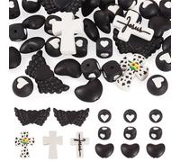 Craftora 36 cuentas de silicona religiosas con forma de corazón y cruz, cuentas focales redondas con temática de fe y Dios, cuentas de goma para pulseras, bisutería, bolígrafo con cuentas