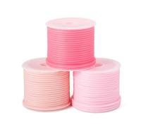 Craftora Cuerda de goma hueca de 15 m, 2 mm, color rosa, con agujero de 1 mm, para manualidades, soporte de punto de ganchillo, manualidades, joyería