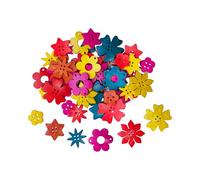 Craftplay Flores de cáscara de coco | Juego de 50 | 6 formas, 5 colores | Ecológico | Partes sueltas manipuladores de clasificación de la naturaleza para preescolar