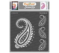 CrafTreat Paisley Stencils for Crafts Reusable Vintage - Paisley and Border Stencil - Size: 15x15 cms - Paisley Design Stencil for Furniture Painting - Indian Border Stencil for Painting