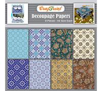 CrafTreat Papel Decoupage A4 - Marroquí y Puramente Paisley (8 piezas) - Hermosos papeles finos texturizados para decoupage, técnicas mixtas, proyectos de arte y manualidades