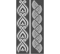 CrafTreat Plantillas de borde reutilizables para pintar sobre madera, pared y azulejos - Border7 y Border8 - Paquete de 2 - 3 x 12 pulgadas - Plantillas de arte y manualidades para esquinas y bordes