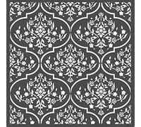 CrafTreat Plantillas de enrejado reutilizables para pintar paredes marroquíes - Enrejado de flores - 12.0 x 12.0 in - Plantilla de enrejado para pintura de muebles - Plantillas de fondo