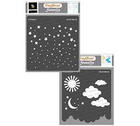 CrafTreat Plantillas de estrellas reutilizables para pintar paredes y azulejos - Cielo estrellado y nubes y estrellas - Paquete de 2 - 6 x 6 pulgadas - Plantillas para manualidades