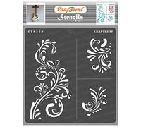CrafTreat Plantillas de flores reutilizables para pintar paredes y azulejos - Fancy Flourish - 6 x 6 pulgadas - Plantillas de arte y manualidades para pintar flores - Plantilla Flourish