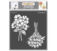 CrafTreat Plantillas de flores reutilizables para pintar sobre madera - Anémona y tulipán - 6.0 x 6.0 in - Plantillas de anémona para pintar sobre lienzo - Plantillas de tulipán para pintar sobre tela