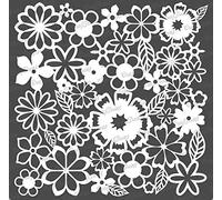 CrafTreat Plantillas de flores reutilizables para pintar sobre madera, pared y azulejos - Flores abarrotadas - 6 x 6 pulgadas - Plantillas de arte y manualidades para pintar flores