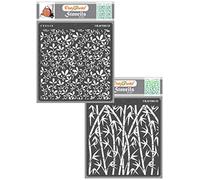 CrafTreat Plantillas de hojas reutilizables para pintar sobre madera, pared y azulejos - Follaje 1 y bosque de bambú - Paquete de 2 - 6 x 6 pulgadas - Plantillas de arte y manualidades