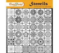 CrafTreat Plantillas de mandala reutilizables de 36 piezas para pintar 3 x 3 pulgadas, plantillas de bricolaje para manualidades, amigos, elegantes plantillas de mandala para pintura de puntos