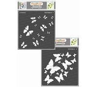 CrafTreat Butterfly Stencils for Crafts Reusable Vintage - 2 Step Butterfly Stencil - Size: 15x15 cms - Butterfly Craft Stencils for Furniture Painting - Layering Stencils for Painting