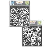 CrafTreat Plantillas de mariposas reutilizables para pintar en paredes y azulejos - Alegría de mariposas y flores desbordantes - Paquete de 2 - 6 x 6 pulgadas - Plantillas de arte y manualidades