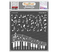 CrafTreat Plantillas de música reutilizables para pintar sobre madera, pared y azulejos - Plantilla de música - 6.0 x 6.0 in - Plantillas de arte y manualidades - Plantillas de música