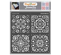 CrafTreat Plantillas marroquíes reutilizables para pintar - Plantilla de azulejos marroquíes - 12.0 x 12.0 in - Plantillas de arte y manualidades - Decoración de pared de azulejos marroquíes