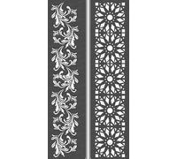 CrafTreat Plantillas reutilizables con bordes de flores para pintar sobre madera, pared y azulejos - Border5 y Border6 - Paquete de 2 - 3 x 12 pulgadas - Plantillas para manualidades y arte DIY