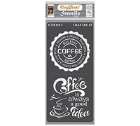 CrafTreat Plantillas reutilizables con cita de café para pintar sobre madera, pero primero café, 4 x 8 pulgadas, plantillas de café para carteles, plantillas de café para pintar sobre madera