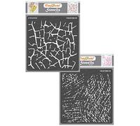 CrafTreat Plantillas reutilizables con textura craquelada para pintar sobre madera, pared y azulejos - Cocodrilo crujido y rayado - Paquete de 2 - 6 x 6 pulgadas - Plantillas de arte y manualidades