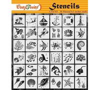 CrafTreat Plantillas reutilizables de 36 piezas de animales para pintar sobre lienzo de 3.0 x 3.0 in, plantillas Sealife para manualidades, plantillas subacuáticas, plantillas de criaturas marinas