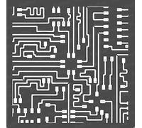 CrafTreat Plantillas reutilizables de medios mixtos para pintar - Textura de plantilla de placa de circuito - 6.0 x 6.0 in - Patrón de plantilla de circuito para pintar grande