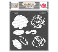 CrafTreat Plantillas reutilizables de pétalos de rosa en capas para pintar sobre madera, tela y suelo - Rosa en capas de 3 - 6 x 6 pulgadas - Plantillas de arte y manualidades