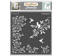 CrafTreat Plantillas reutilizables de ramas de pájaros para pintar sobre madera, pared y azulejos - Plantilla de hojas y ramas - 6.0 x 6.0 in - Plantilla de arte y manualidades con ramas y hojas