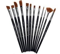 Crafts 4 ALL - Set de 12 pinceles profesionales de pintura, brocha redonda, de punta, detalle, pelo de nailon, pincel acrílico, artista acrílico, pincel para pintura acrílica, acuarela y óleo