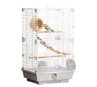 Craftsboys Jaula básica para pájaros, jaula para loros de 24.8 pulgadas (24.8 x 14.6 x 11 pulgadas), jaula para pájaros con escalera, barra horizontal, 2 comederos y nido de pájaros