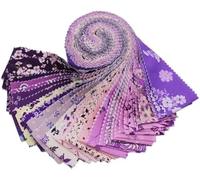 CraftsFabrics 20 Piezas De Tiras De Tela Olde Worlde Purple Floral Jelly Rolls De 2.5'' x 44'', 100% Algodón, Para Quilting, Costura y Patchwork