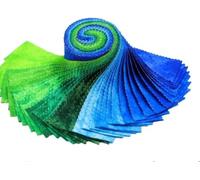 CraftsFabrics 20 rollos de gelatina azul y verde de 2.5 x 44 pulgadas, tela precortada 100% algodón para acolchar, álbumes de recortes, costura, artes y manualidades, patchwork