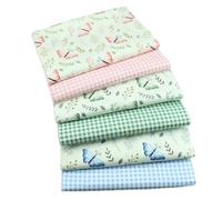 CraftsFabrics 6 piezas de algodón con estampado de mariposas, 50 x 40 cm de ancho, para patchwork, acolchado, costura, tela de retazos