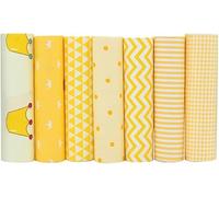 CraftsFabrics 7 piezas 40 x 50 cm (16 x 20 pulgadas) cuartos anchos de algodón estampado amarillo y blanco para acolchado, costura, proyectos de bricolaje