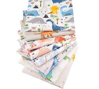 CraftsFabrics - Cortina de tela de algodón 100% algodón con estampado de dibujos animados de dinosaurios, tela transpirable, 40 x 50 cm, ideal para manualidades, acolchado y patchwork