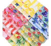 CraftsFabrics Fruit Fiesta - Paquete de 40 abalorios 100 % algodón, tela precortada de 5 x 5 pulgadas para acolchado, álbumes de recortes, costura, artes y manualidades, patchwork