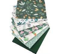 CraftsFabrics Paquete de 7 piezas de 25 cm x 25 cm Green Series Floral Woodland Forest Fat Quarters Bundle 100% algodón precortado Craft tela cuadrados para acolchar, artes, manualidades, proyectos de