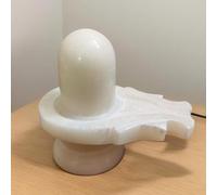 CraftsLook Shiva Linga de mármol Blanco de 2.5 Pulgadas | Estatua de Shiva Lingam de mármol Blanco Piedra para Puja - Adoración hindú Dios Natural