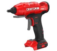CRAFTSMAN Pistola de pegamento caliente V20 de tamaño completo, juego de pistola de pegamento inalámbrica y varillas con luz LED, boquillas y llave intercambiables, bandeja de inmersión retráctil
