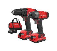 CRAFTSMAN V20 MAX - Taladro inalámbrico y destornillador de impacto, kit combinado de herramientas eléctricas con 2 baterías y cargador (CMCK200C2AM)